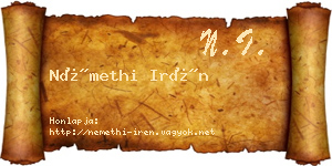 Némethi Irén névjegykártya