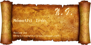 Némethi Irén névjegykártya